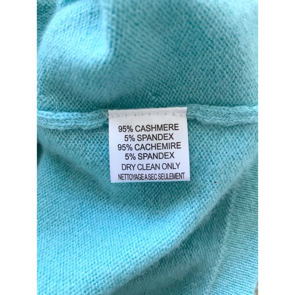 Michael Kors 100% Cashmere V-Neck Cardigan M Pastel Teal Blue Italian Yarn - Picture 15 of 16